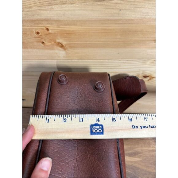 Interpur 1980s Carry On Luggage Weekender Bag Vintage Brown Vinyl Travel Tote Le - Picture 12 of 13